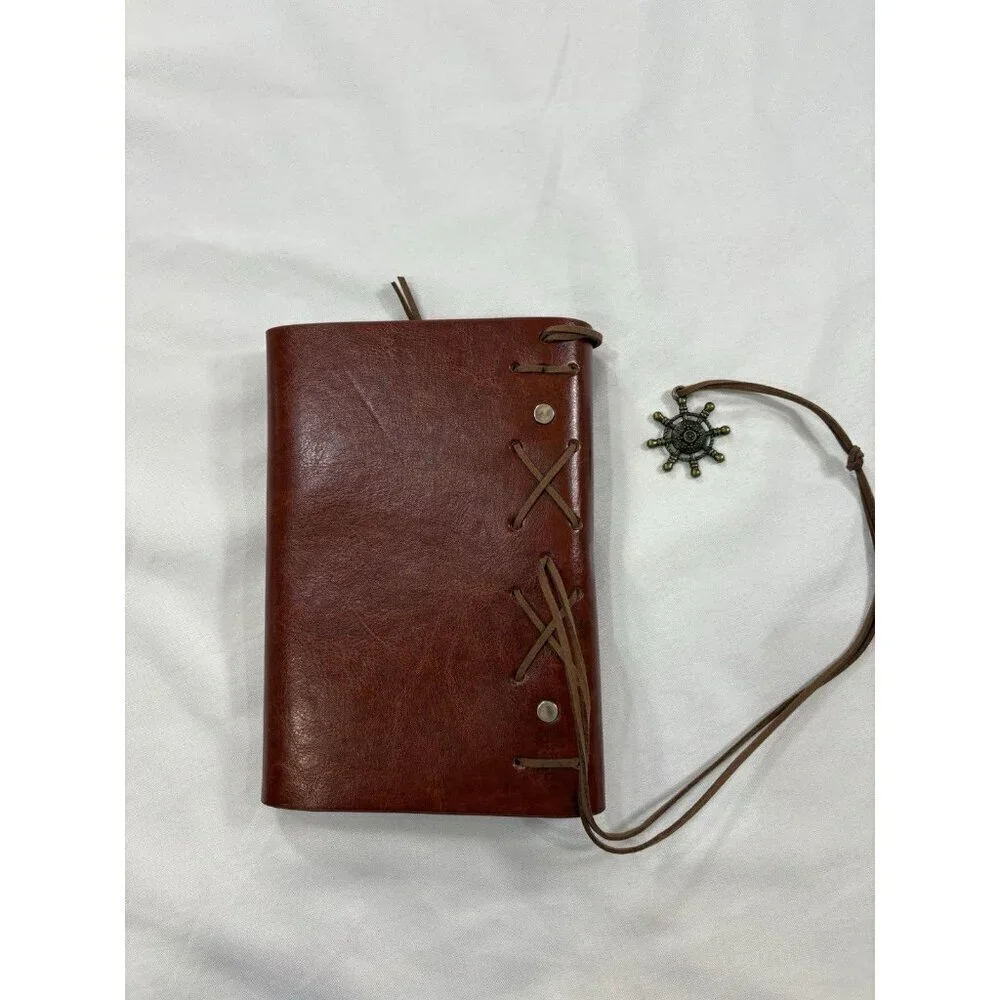LUXURY Vegan Leather Bound Artisan Journal Travel Captain Yellow Pages